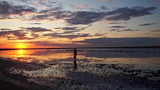 Walk on Red Sunset of Elton Salt Lake