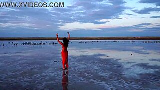 Walk on Red Sunset of Elton Salt Lake