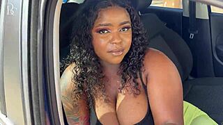 Big Ass Ebony Gets Fucked Through Shorts Hole On Car Wash Way