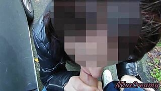 Dick flash - i pull out my cock in front of a hot girl between cars on the public street and she helps me cum - real very risky