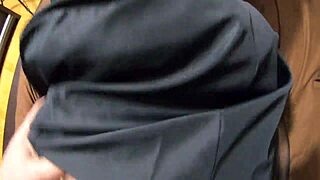 blow-job fuck with lot of cum on hooded downjacket