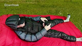 Jerking off in down jacket and pants?