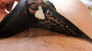 cum soaking those black panties in the hotel