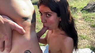 Outdoor group fucks village slut in mountains!