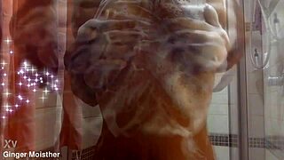 Ginger Moist Her Soapy Wet Nipples Tits Closeup Belly