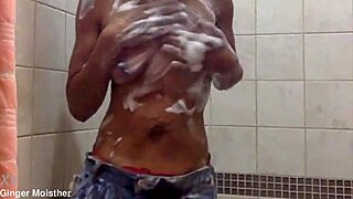 Ginger Moist Her Soapy Wet Nipples Tits Closeup Belly