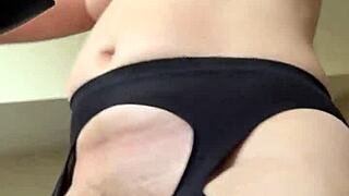 Hairy Milf In Fishnets During A Suggestive Workout At The Gym