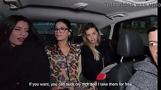 Lucky Uber Driver Gets to Fuck Three Brunettes in Public