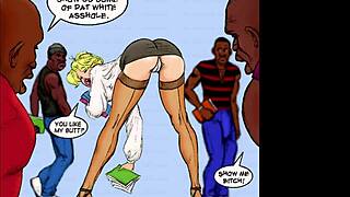 White slut teacher gets fucked by black monster cock in taboo classroom scene