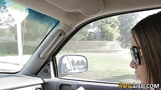 Brunette teen drilled in POV for facial