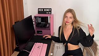 i'm that cute blonde teasing you outdoors in my thong