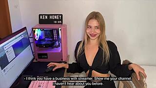 i'm that cute blonde teasing you outdoors in my thong