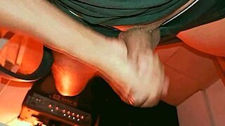 muscular guy moans hard while masturbating his big latino cock leaking in boxers after gym