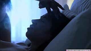 Big tits ebony woman engages in scissoring and facesitting with her white roommate during lesbian sex.