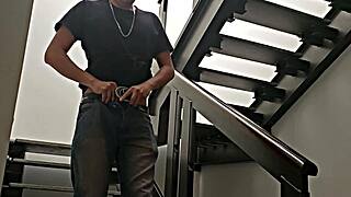 Mexican Latina Neighbor Quickie On Stairs, Almost Caught In Public Outdoor Rush