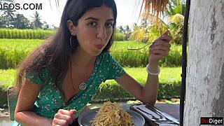 cumwalk in public cafe with sperm