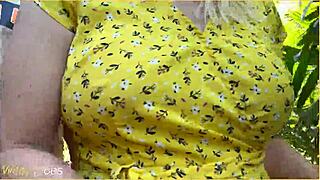 wifey steps out braless in cute summer dress looking amazing with blonde hair