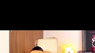 Latina transsexual performs on webcam show.