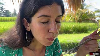 cumwalk in public cafe with sperm