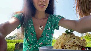 cumwalk in public cafe with sperm