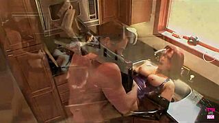 Slutty Redhead Takes Big Cock in Pierced Pussy in Kitchen