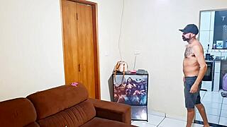 Stepdaughter caught masturbating gets punished with blowjob and ass banging.