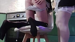 milf dates guy, fucks in maid costume