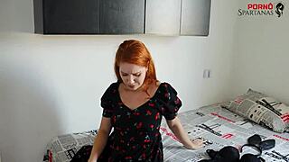 Redhead Latina Takes Monster Cock In Ass Close Up