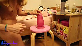 Skinny Blonde Uses Huge Dildo for Anal Gaping in Solo Scene