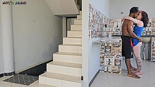 Wife cleans while husband fucks her mother with big cock