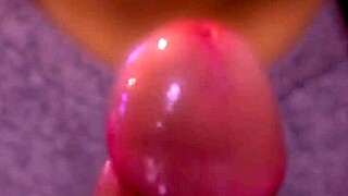 Japanese amateur couple performs close-up blowjob cum in mouth