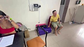 The old man ripping clothes in threesome with girls.