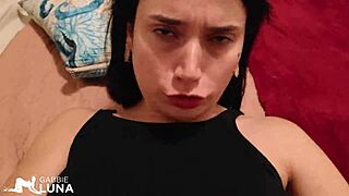 Hot married woman gives blowjob and offers hairy pussy for cum filling