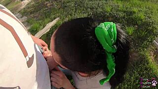 Risky pov blowjob behind the garages?