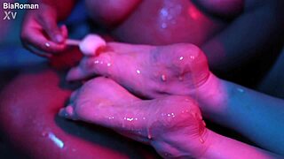 bbw cutie piie chokes on popsicle with barefoot feet fetish