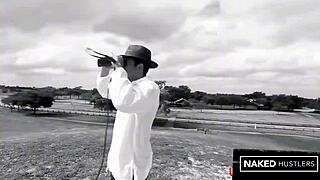 Ebony and Ivory Slurping Cock in Woods!