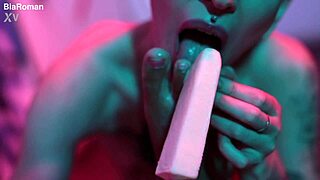 bbw cutie piie chokes on popsicle with barefoot feet fetish