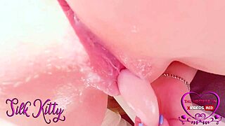 Passionate moaning during close-up toy orgasm