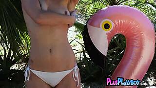 Natural teen Elena Generi poses naked, exposing perfect ass and tits