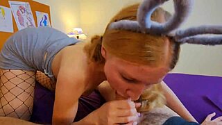 In this POV scene, a petite cute girl lovingly sucks a huge hard dick