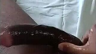 detailed solo massage of a big military cock in pov