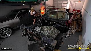 Roadside babe with huge tits gets fucked by mechanic in reality
