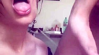 this naughty bitch sucks my dick until she's drooling with cum