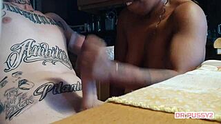 I watch my girlfriend take a hard cumshot on her face.