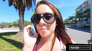 Nina Colada sucks monster cock at Miami car wash