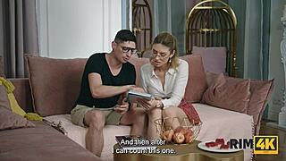 Rim4k Lick the Ass on Sofa with Beautiful Couple