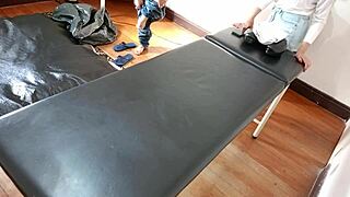 Intriguing male waxing session for dick and ass