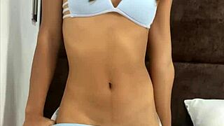 Pretty Teen In Underwear Masturbating Her Tiny Pussy At Home