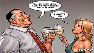 Cheating husband brutally fucks ebony maid in kitchen!