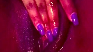 Ebony beauty cums hard from masturbation!